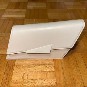 ACNE STUDIOS WHITE LEATHER ASYMMETRICAL BAG